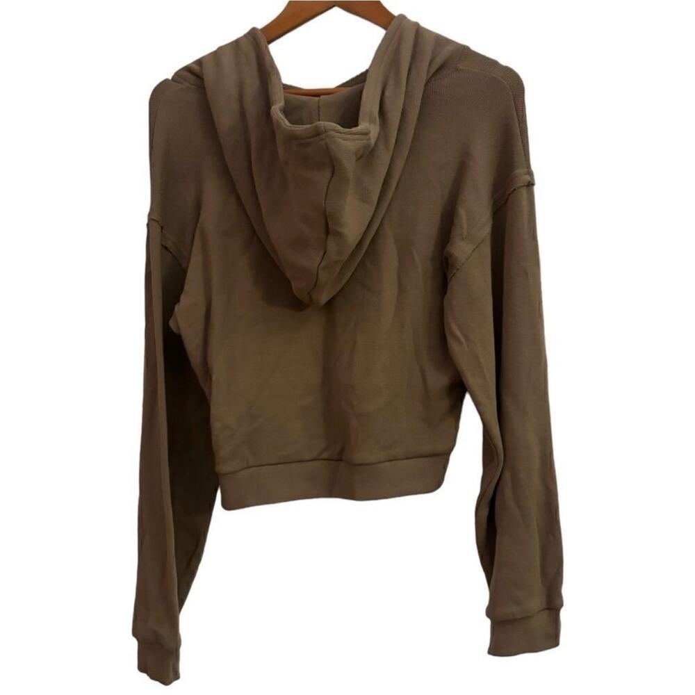 Free People FP Beach Oversized Cropped Hoodie Sweatshirt Brown Taupe XS NWT - Picture 3 of 7